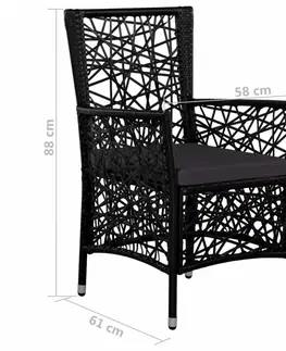 Záhradné kreslá a stoličky Záhradné stoličky 2 ks polyratan Dekorhome Čierna