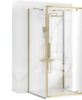 Sprchové dvere REA/S - Rohový sprchovací kút RAPID SWING Brush Gold Dvere: 100 x Sprchová zástena: 100 KPL-02525