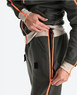 nohavice Pánske nohavice s jednoduchým zapínaním na zips olivovo zelené