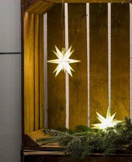 Vianočné svetelné hviezdy STERNTALER LED hviezda exteriér 18-cípa Ø 12 cm batéria biela
