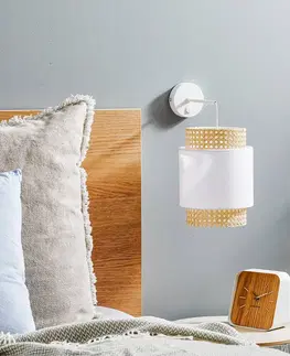 Nástenné svietidlá TK Lighting Nástenné svietidlo Boho, biela/ratan