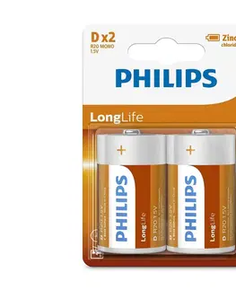 Predlžovacie káble Philips Philips R20L2B/10 - 2 ks Zinkochloridová batéria D LONGLIFE 1,5V 5000mAh 