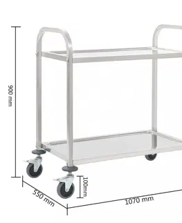 Kuchynské linky Kuchynský vozík nerezová oceľ Dekorhome 87x45x83,5 cm (2 police)