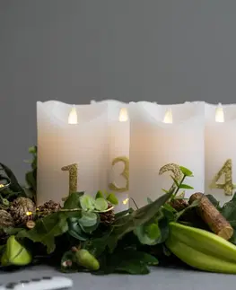 LED sviečky Sirius LED sviečka Sara Advent 4 ks 12,5 cm biela/zlatá