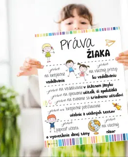 Tabuľky s venovaním (darčeky) Dekorácie pre školy - Práva žiaka - tabuľka na stenu