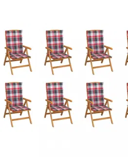 Zahradné stoličky Skladacia záhradná stolička s poduškami 8 ks teak / látka Dekorhome Antracit