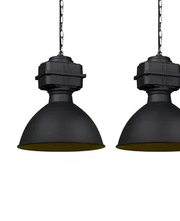 Zavesne lampy Sada 2 priemyselných závesných žiaroviek malá matná čierna - Sicko