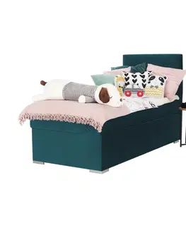Postele Boxspringová posteľ, jednolôžko, zelená, 80x200, ľavá, SAFRA