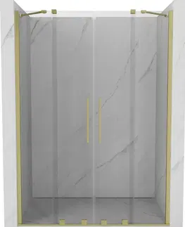 Sprchovacie kúty MEXEN/S - Velar Duo posuvné sprchové dvere 160, transparent, zlato kartáčovaná 871-160-000-02-55