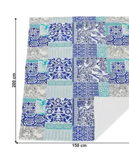 Deky Obojstranná baránková deka, modrá/zelená/vzor, 150x200cm, VILNUS TYP1