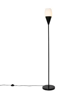 Stojace lampy Moderná stojaca lampa čierna s opálovým sklom - Drop