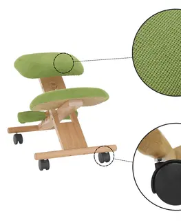 Kľakačky KONDELA Groco ergonomická kľakačka na kolieskach zelená / buk
