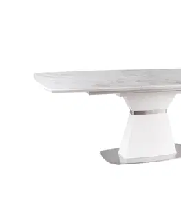 Jedálenské stoly PETERSON II, rozkladací jedálenský stôl, biela matná, mramor