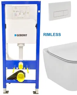 Kúpeľňa GEBERIT DuofixBasic s bielym tlačidlom DELTA51 + WC Ideal Standard Tesi se sedlem RIMLESS 458.103.00.1 51BI TE2