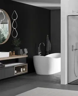 Sprchové dvere MEXEN/S - Kioto Sprchová zástena WALK-IN 160 x 40 cm, čierny vzor, chróm 800-160-212-01-70-040