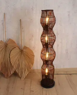 Stojacie lampy Eco-Light Bambusová stojacia lampa, hnedá