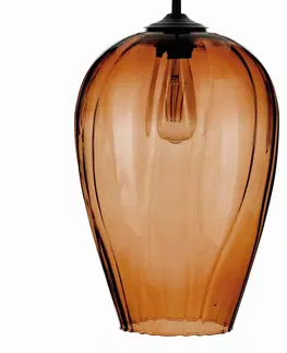 Závesné svietidlá Solbika Lighting Závesná lampa Linkeus I sklo, jantárová Ø 26 cm