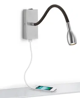 Nástenné svietidlá Knapstein Nástenné LED svietidlo Milos nikel USB nabíjačka