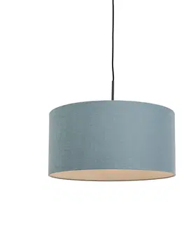 Zavesne lampy Závesná lampa čierna s modrým tienidlom 50 cm - Combi 1