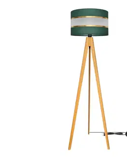 Lampy  Stojacia lampa HELEN 1xE27/60W/230V zelená/zlatá/dub 