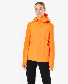 bundy a vesty Dámska nepremokavá bunda na horskú cyklistiku oranžová
