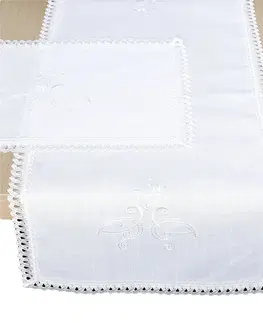 Obrusy Obrus celoročný, Enora s čipkou, biely 40 x 90 cm