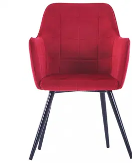 Jedálenské stoličky a kreslá Jedálenská stolička 6 ks zamat / oceľ Dekorhome Červená