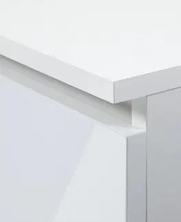 Písacie stoly Moderný písací stôl SCYL155P, biely/biely lesk