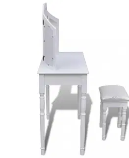 Nočné a toaletné stolíky Toaletný stolík s taburetom 3v1 biela Dekorhome