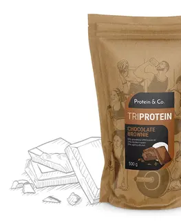 Športová výživa Protein & Co. TRIPROTEIN 500 g -  akcia 2 + 1 zdarma Zvoľ príchuť: Chocolate brownie, Zvoľ príchuť 3: Biscuit cookie, PRÍCHUŤ: Chocolate brownie