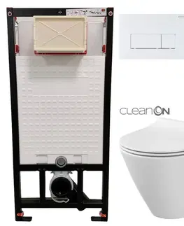 Záchody DEANTE Podstavný rám, pre závesné WC misy + SLIM tlačidlo bílé