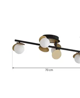 Stropné svietidlá Lucande Stropné svietidlo Lucande Pallo LED, lineárne, 4 svetlá, čierna/zlatá