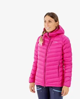 bundy a vesty Dámska horolezecká páperová bunda Alpinism Light ružová