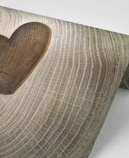 Tapety s imitáciou dreva Tapeta symbol lásky na dreve
