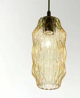 Závesné svietidlá Selène Závesná lampa Origami zo skla, jantárová