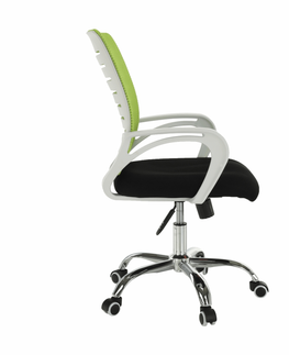 Kancelárske stoličky KONDELA Ozela kancelárske kreslo s podrúčkami zelená / čierna / biela / chróm