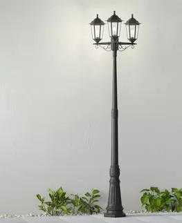 Verejné osvetlenie Lindby Stĺpové svietidlo Nane tvar lucerny 3-plameňové