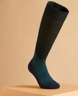ponožky Teplé jazdecké podkolienky 500 Warm modrozelené