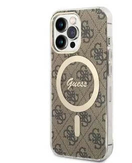 Puzdrá na mobilné telefóny Puzdro Guess 4G IML MagSafe for Apple iPhone 13 Pro, hnedé 57983114243