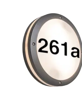 Vonkajsie nastenne svietidla Vonkajšie nástenné svietidlo antracit s číslom domu IP54 - Žiarivé