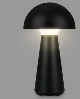 Vonkajšie osvetlenie terasy Briloner LED lampa na batérie Fungo, nabíjateľná, čierna