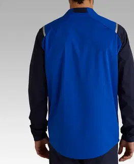 bundy a vesty Futbalová bunda T500 vetruvzdorná nepremokavá modrá