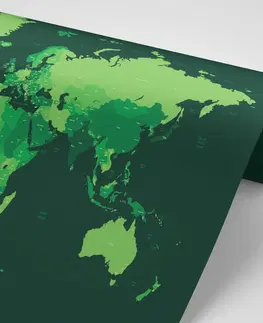 Tapety mapy Tapeta detailná mapa sveta v zelenej farbe
