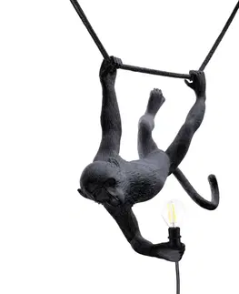 Vonkajšie dekoratívne svietidlá SELETTI LED svietidlo Monkey Lamp hojdajúce čierna