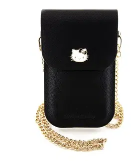 Puzdrá na mobilné telefóny Hello Kitty PU Metal Logo Leather Wallet Phone Bag, black 57983116950