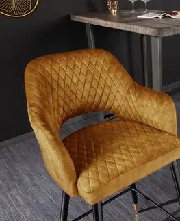 Barové stoličky LuxD Dizajnová barová stolička Laney horčicový zamat