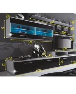 Obývacie steny KONDELA Leo obývacia stena biela / čierna