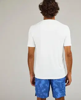 surf Pánske tričko na surfovanie s ochranou proti UV s krátkymi rukávmi biele