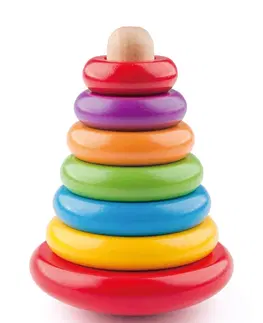 Náučné hračky WOODY - Skladacia pyramída farebná - vĺčik