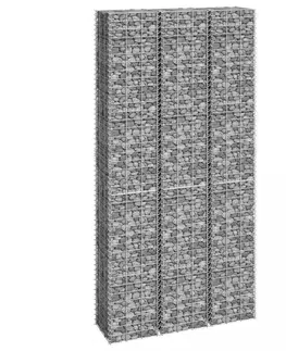 Vyvýšené záhony Gabiónový vyvýšený záhon 3 ks kov Dekorhome 30x30x100 cm 
